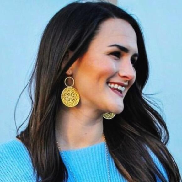 Moon & Lola Round Filigree Dangle Drop Rambaugh Earrings Gold Tone Bohemian - Picture 1 of 5